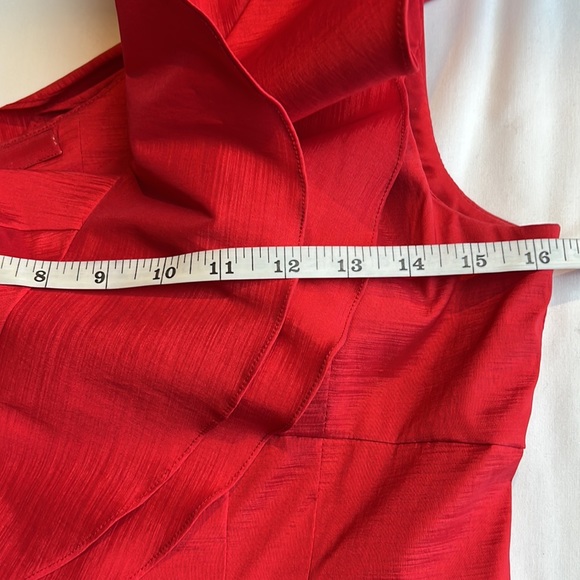 Jessica Simpson formal wear one shoulder ruffle. red dress size 4. - Picture 9 of 13